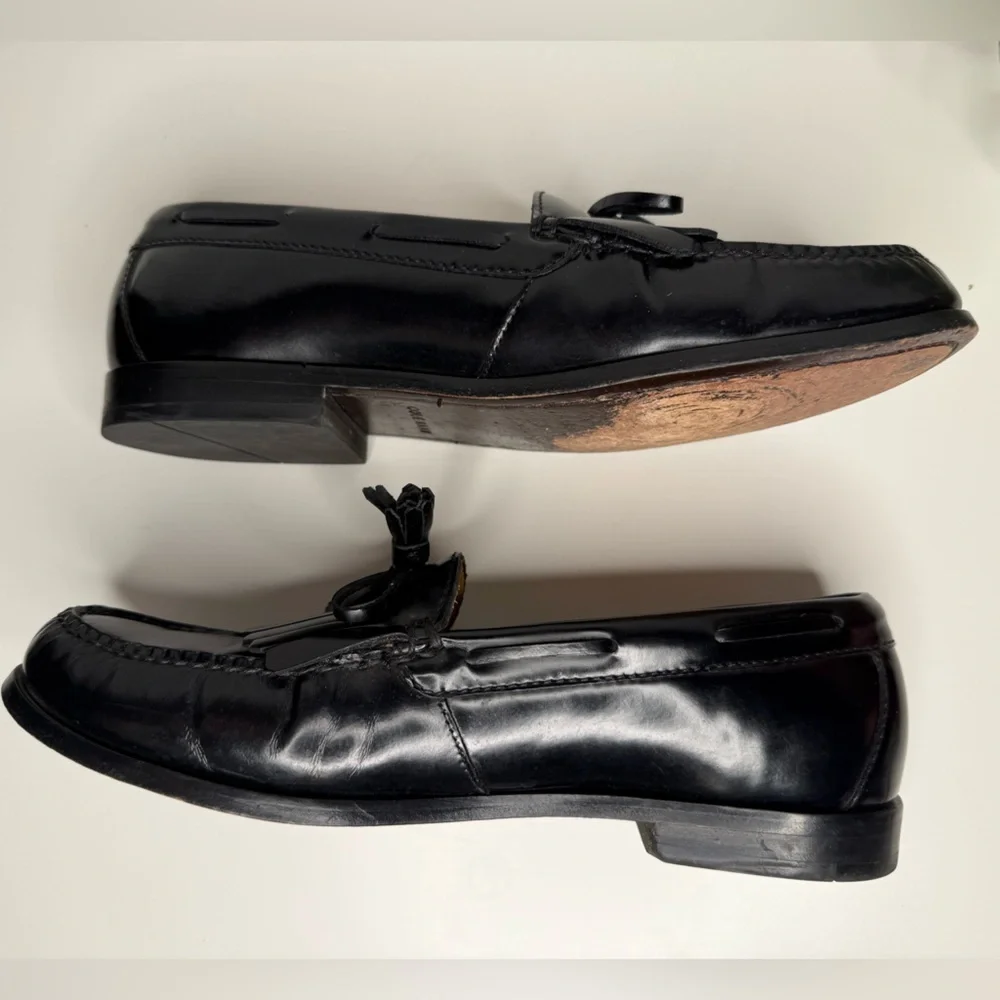 Cole Haan Pinch Tassel Classic Black Leather Dress Loafers Size 10D Preppy Lux